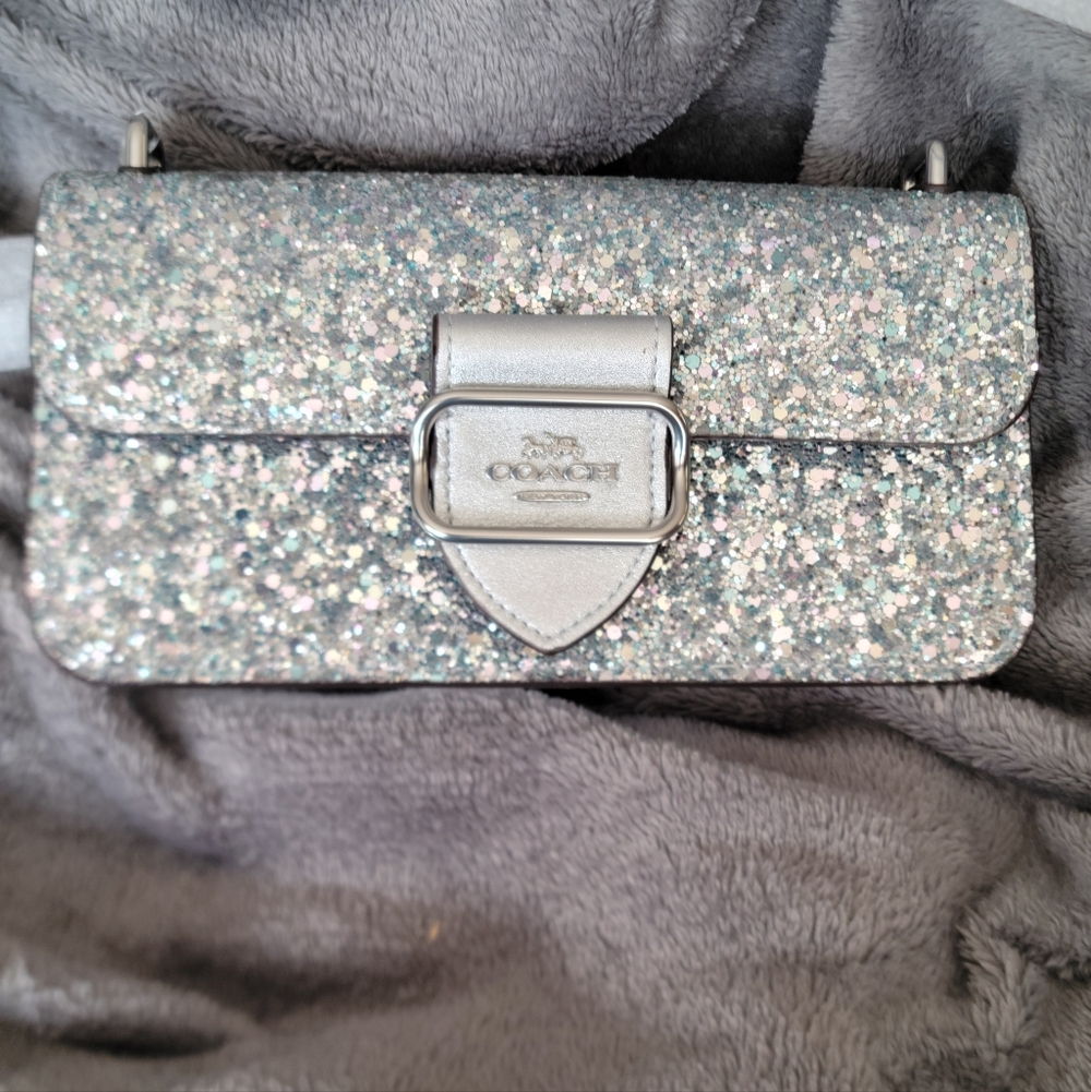 FIRM NWT Coach Morgan Silver Glitter Crossbody Sold Out